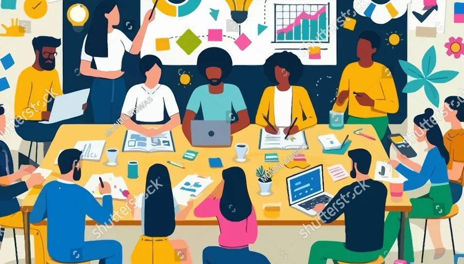diverse group of professionals collaborating on project
